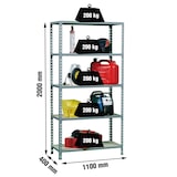 thumbnail of Maderclick schraubenloses Metallregal 5 Böden. Farbe GRAU/HOLZ 2000x1100x400 mm