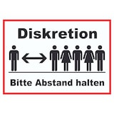 thumbnail of Diskretion Bitte Abstand halten Schild Rücksichtnahme A6 (105x148mm)