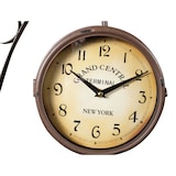 thumbnail of Orologio bifacciale da parete tipo stazione in ferro battuto finitura marrone scuro anticato L33XPR10xH36 cm | miglior qualità orologio design