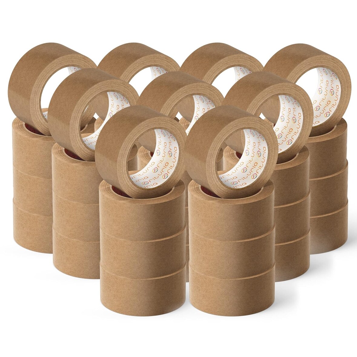 OFITURIA Cinta Adhesiva Ecológica de Papel Kraft color Marrón. Cinta de Carrocero para Embalaje (48 mm x 45 mts - Kraft, 36 Rollos)
