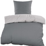 thumbnail of Wende Bettwäsche Übergröße: 155x220 + 80x80cm, grau Silber, Uni/einfarbig Microfaser, Reißverschluß