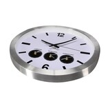 thumbnail of Horloge mondiale analogique avec 3 fuseaux horaires, modèle mural avec changement automatique heure d'été/heure d'hiver, piles non incluses