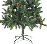 Ein künstlicher Weihnachtsbaum mit Zapfen.