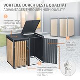 thumbnail of ML-Design Mülltonnenbox 2er Anthrazit-Holzoptik, 2×240L, 132×80×116 cm, Stahl, wetterfest & abschließbar, Müllbox mit Klappdeckel & Türen