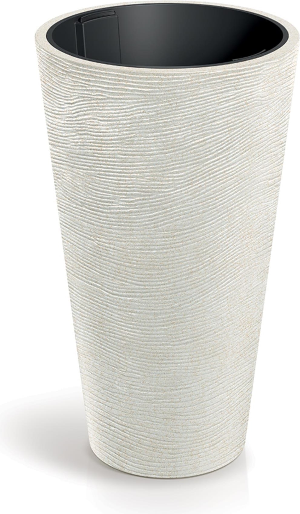 WellHome - Blumentopf aus Rotationsgeformtes Polyethylen 56L Ø60X100cm in farbe Sandweiß - Tubra Round SLIM