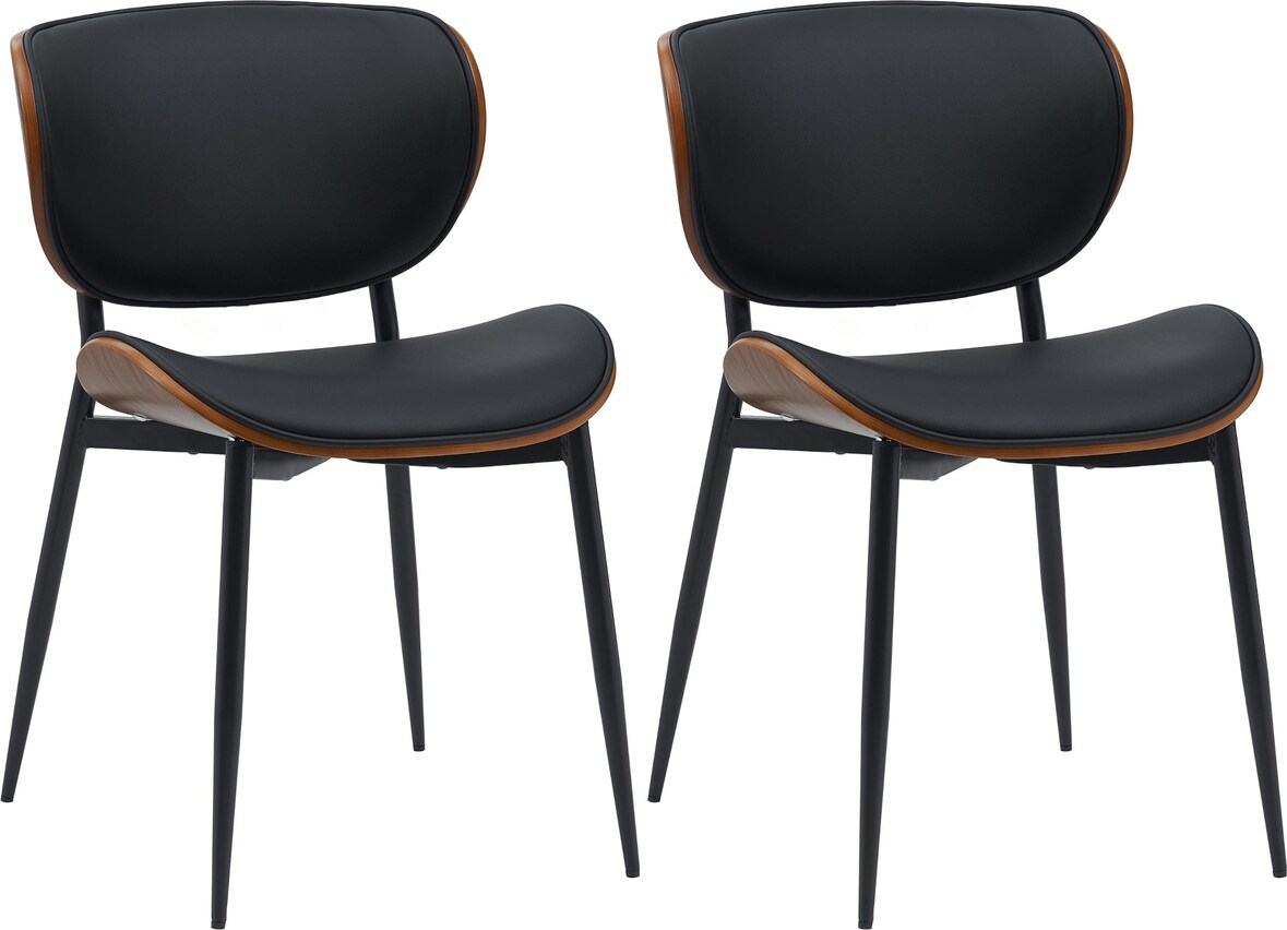 2er Set Esszimmerstuhl DUVAN - Kunstleder Walnuss/schwarz 50x54x80 cm | Essstühle Esszimmerstühle Küchenstühle Wohnzimmerstühle