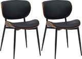 thumbnail of 2er Set Esszimmerstuhl DUVAN - Kunstleder Walnuss/schwarz 50x54x80 cm | Essstühle Esszimmerstühle Küchenstühle Wohnzimmerstühle