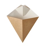 thumbnail of PAPSTAR 500 Pommes-Frites-Spitztüten mit Dip-Ecke, Pappe "pure" 23,5 cm x 19 cm braun/weiss Füllinhalt 150 g