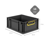 thumbnail of Eurobox NextGen Color, HxBxT 17x30x40cm, 16 Liter, Griffe gelb zu, Schwarz, Eurobehälter, Transportbehälter