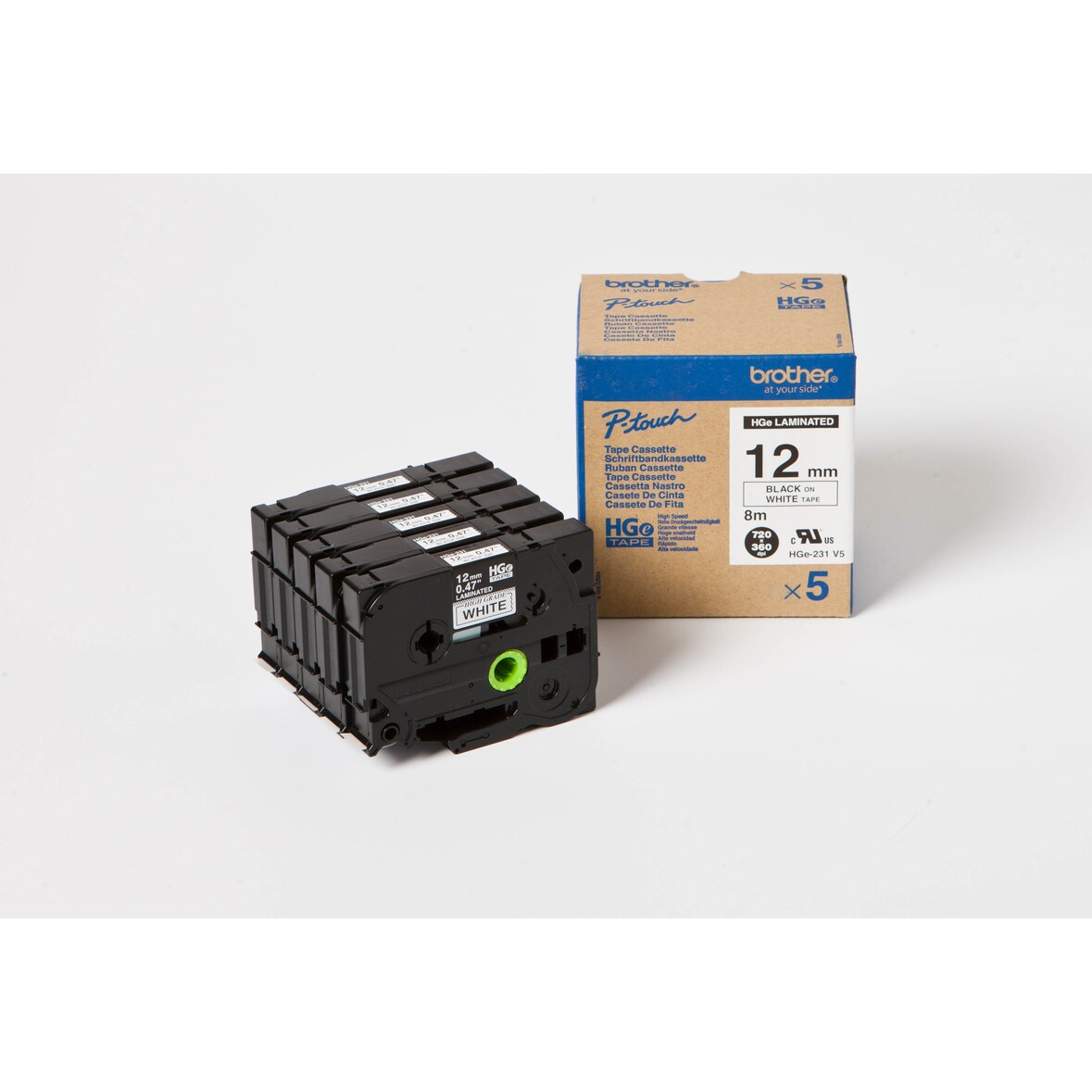 Brother HGE-231V5 P-Touch Sparset schwarz, weiß (5 Stück)