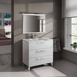 thumbnail of Dmora Mobile sottolavabo Palmdale, Mobiletto per bagno, Armadio a 3 cassetti e specchio, lavabo non incluso, 80x45h86 cm, Bianco lucido