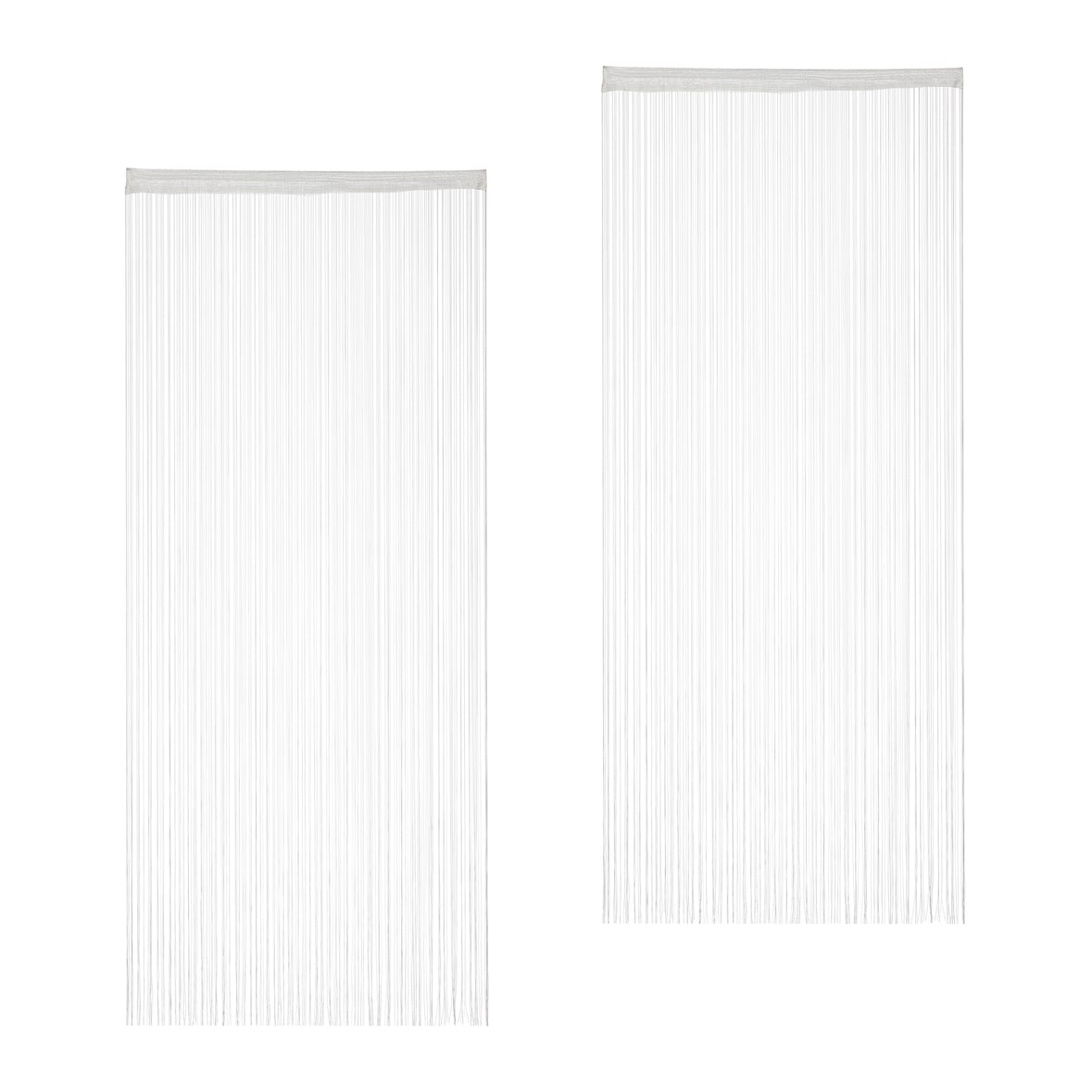 Relaxdays Fadenvorhang im 2er Set, kürzbare Fadengardinen mit Stabtunnel, 90 x 245 cm, Türgardine & Raumteiler, weiß