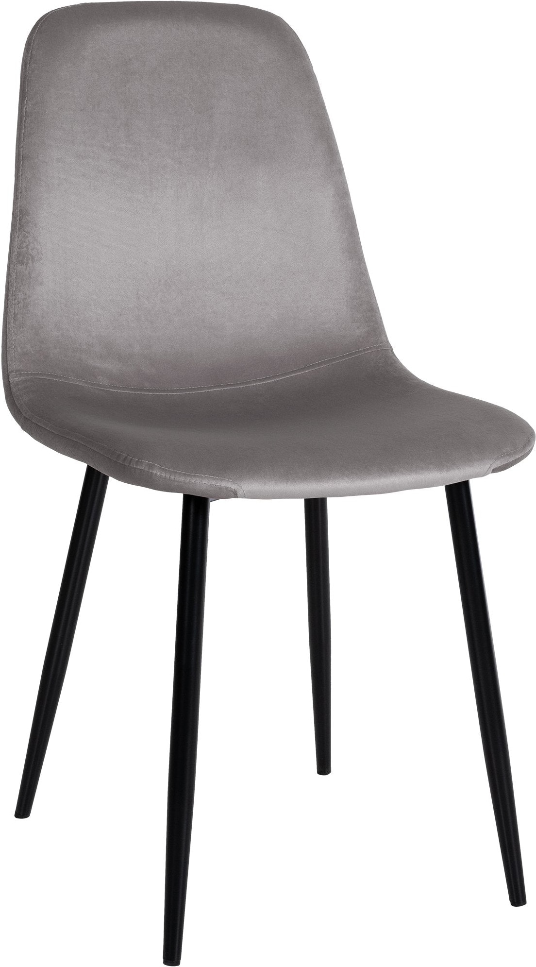 Décoshop26 - Esszimmerstuhl x1 schlichtes Design mit schwarzen Metallbeinen und grauem Samtsitz 10_0002067