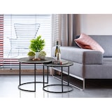 thumbnail of Couchtisch Set 2-teilig ø 55 u. 45 cm Beistelltisch silber Metall Tische rund Wohnzimmer