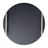 thumbnail of Schiefer Buffet-Platte, Servierplatte, Schieferplatte, Käseplatte 30 cm rund mit Griff naturbelassen