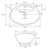 thumbnail of ML-Design Aufsatzwaschbecken Keramik Weiß glänzend 59 × 39,5 × 20,5 cm, oval, mit Abflussloch, inkl. Ablaufgarnitur – modernes Waschbecken