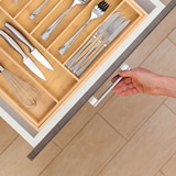 thumbnail of Relaxdays Besteckkasten für Schubladen, ausziehbar, 7-9 Fächer, HBT: 5 x 34-50,5 x 44,5 cm, Besteckeinsatz Bambus, natur