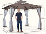 thumbnail of Cenador de Jardín 3x3m con Doble Techo y Mosquiteras Laterales con Cremallera Buena Ventilación para Terraza Eventos Fiestas Bodas Marrón y Blanco