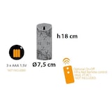 thumbnail of Bougie LED en cire rustique Ivoire à piles imitation flamme vacillante H18cm Timer Blanc chaud Lotti