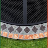 thumbnail of GARDEBRUK® Feuerschale mit Funkenschutz Schürhaken Abdeckung Rost Mosaik Rund 76cm Stahl Feuerstelle Feuerkorb Grill