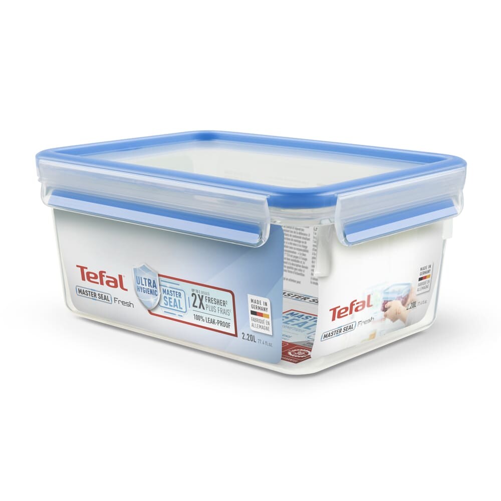 Boite masterseal fresh rectangle 2.2 L -  220.00 cl Transparent / Cristal Rectangulaire Plastique Tefal 23.00x17.00 cm