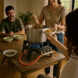 thumbnail of Rechaud TRAITEUR à gaz fonte 9.8 KW 4 pieds 3 robinets Puissant et Stable TRIGLAV