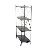thumbnail of Étagère HWC-J85, Étagère sur pied Étagère de salon, pliable/repliable Acier ~ noir, 4 niveaux