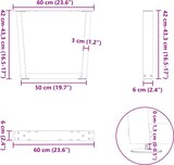 thumbnail of vidaXL Couchtischbeine V-Form 2 Stück Weiß 60x(42-43,3) cm Stahl