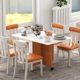 thumbnail of Klapptisch Esstisch 120x80x73 cm Weiß+Eiche mit Rollen klappbarer Tischplatte platzsparend vielseitig für Küche Esszimmer Balkon