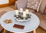 thumbnail of Adventskranz HWC-M12, Adventsgesteck Tischkranz Weihnachtsdeko Tischdeko Holz silber weiß Ø 30cm ~ ohne Kerzen