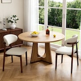 thumbnail of Merax 2er Set Esszimmerstühle, Beige PU, Massivholzstuhl mit Walnussfarbenem Holzrahmen, gepolsterter Sitzfläche & ergonomischer Rückenlehne