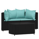 thumbnail of vidaXL 3-tlg. Garten-Lounge-Set mit Kissen Schwarz Poly Rattan