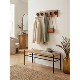 thumbnail of Design Wandgarderobe Akazie Massivholz / Metall 60 x 17 x 9 cm, Hakenleiste Flurgarderobe Wand, Garderobe