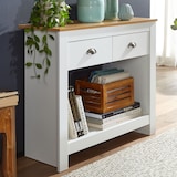 thumbnail of Konsolentisch Eiche-Weiß, 2 Schubladen, Offenes Fach, Melaminharzbeschichtung. 85x35x76 cm | Kadima Design