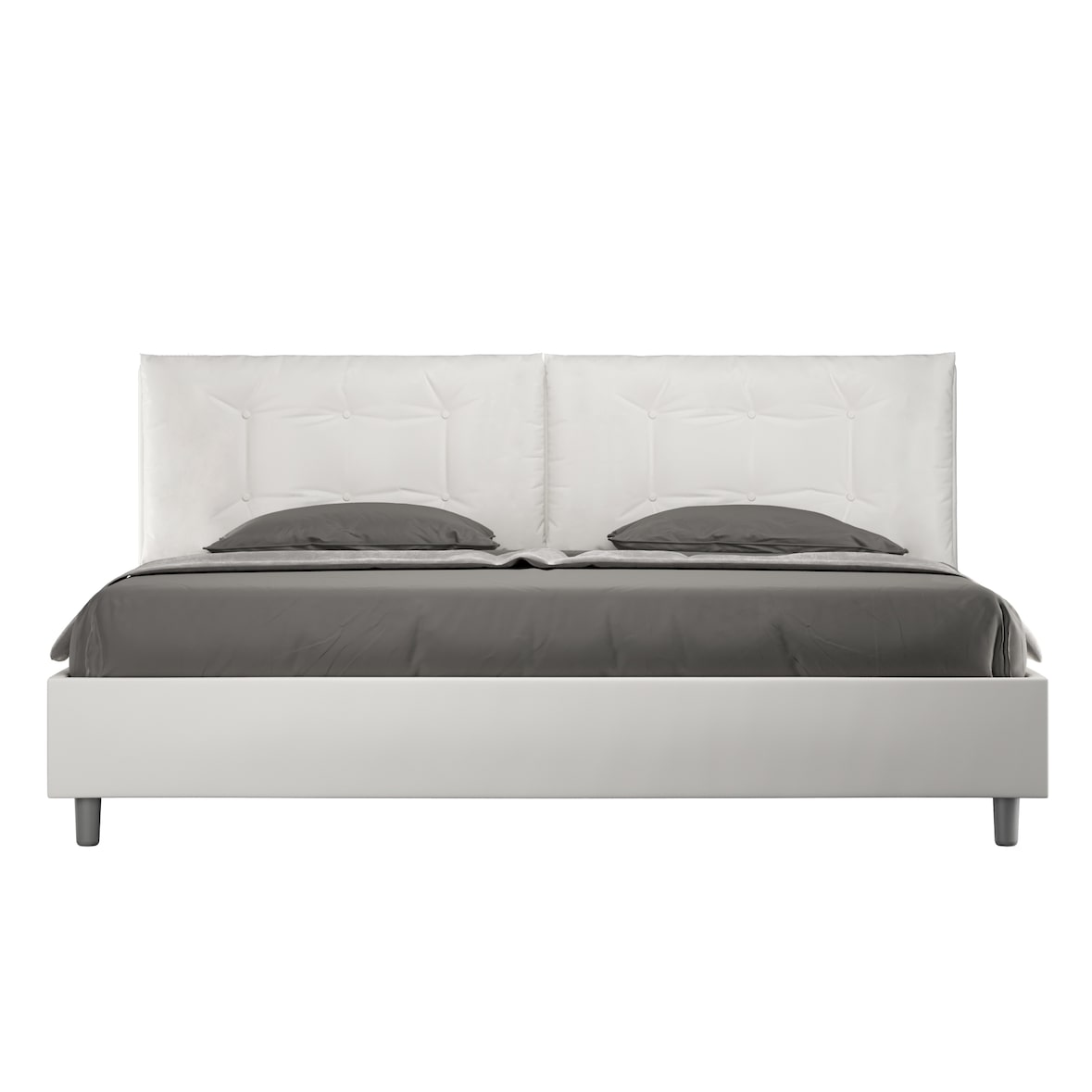 Letto matrimoniale king size senza rete imbottito 200x200 similpelle bianco Annalisa Large