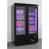 thumbnail of Expositor frigorífico para bebidas, preto, 2 portas de vidro, refrigeração ventilada, LED multicolor, 190 x 122 x 76 cm, 744L, Polar Série G GP485