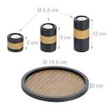 thumbnail of Relaxdays Teelichthalter Set mit Tablett & Steinen,  Ø 19,5 cm, Tischdeko Wohn- & Esszimmer, Kerzenhalter, schwarz/braun