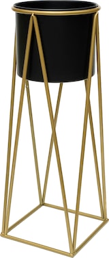 thumbnail of DanDiBo Blumenhocker mit Topf Metall Gold Schwarz L 70 cm Blumenständer 96046 Blumensäule Modern Pflanzenständer Pflanzenhocker