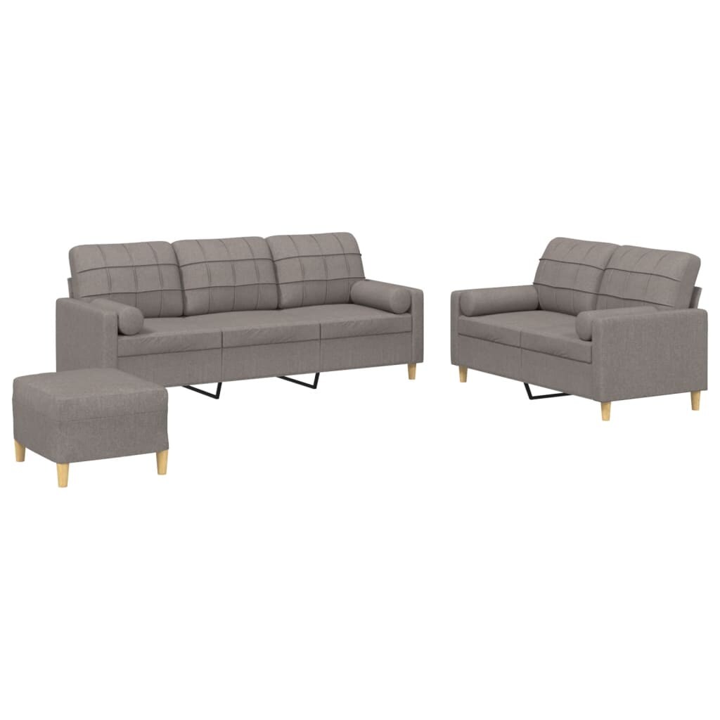 vidaXL 3-tlg. Sofagarnitur mit Kissen Taupe Stoff