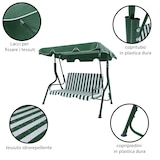 thumbnail of Dondolo 3 Posti Algarve Con Tettuccio Parasole Regolabile Cuscini Imbottiti Struttura Robusta In Acciaio Da Giardino 170 x 110 x 153 cm Verde Bianco