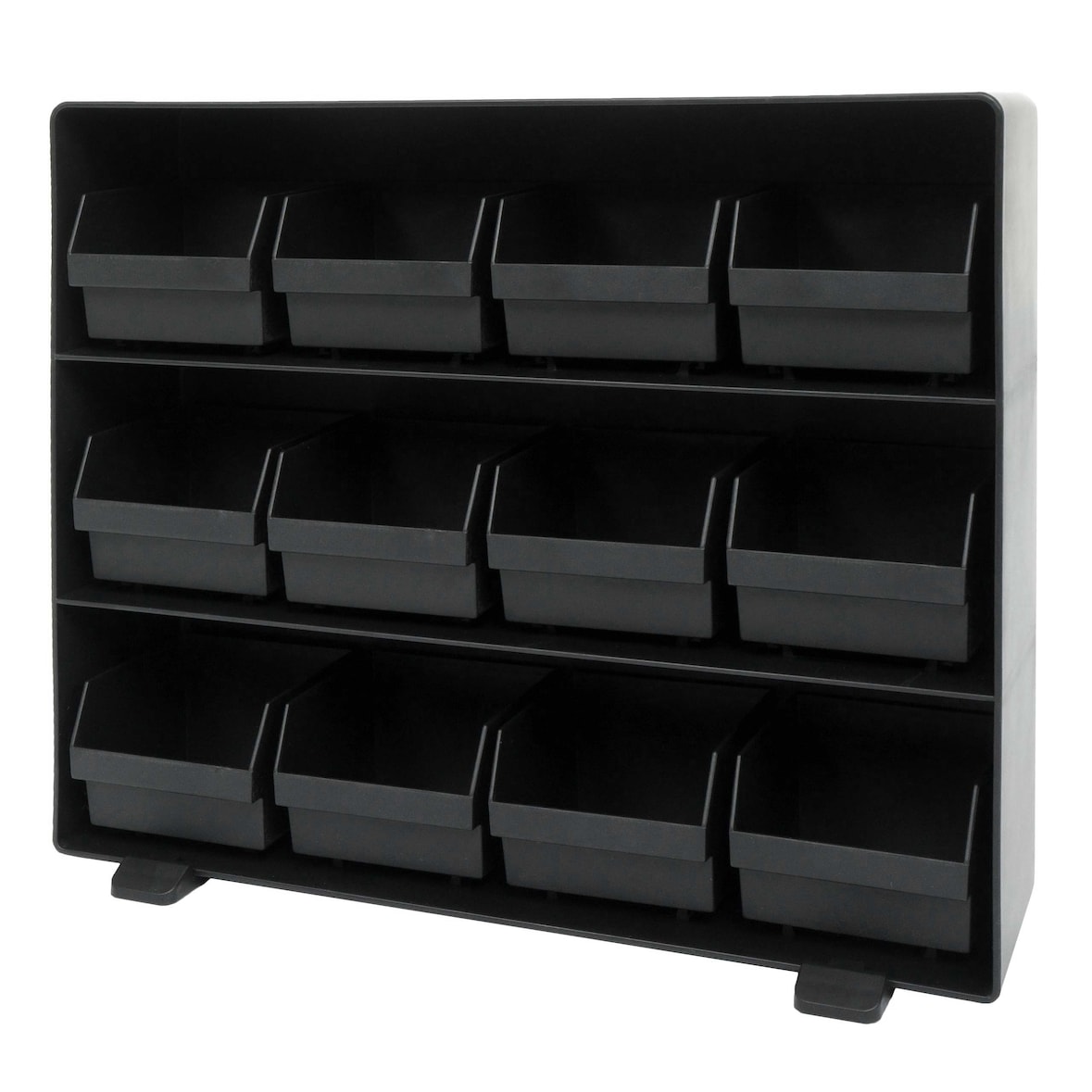 Caja de almacenamiento HWC-M10, sistema de almacenamiento para cajas de piezas pequeñas, 12 compartimentos extraíbles, 30x33x8cm negro