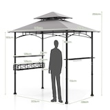 thumbnail of COSTWAY Grillpavillon mit Doppeldach, Seitenablagen, Metallkorb, Haken und Flaschenöffner, wetterfest