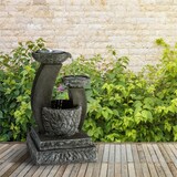 thumbnail of Fantaghiro Zierbrunnen Gartenbrunnen 3W Solar LED Polyresin Steinoptik Schwarzer Schiefer