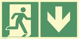thumbnail of Notausgang rechts Pfeil unten, Kombi,ISO7010 Kunststoff,nachl.,160-mcd,297x148mm