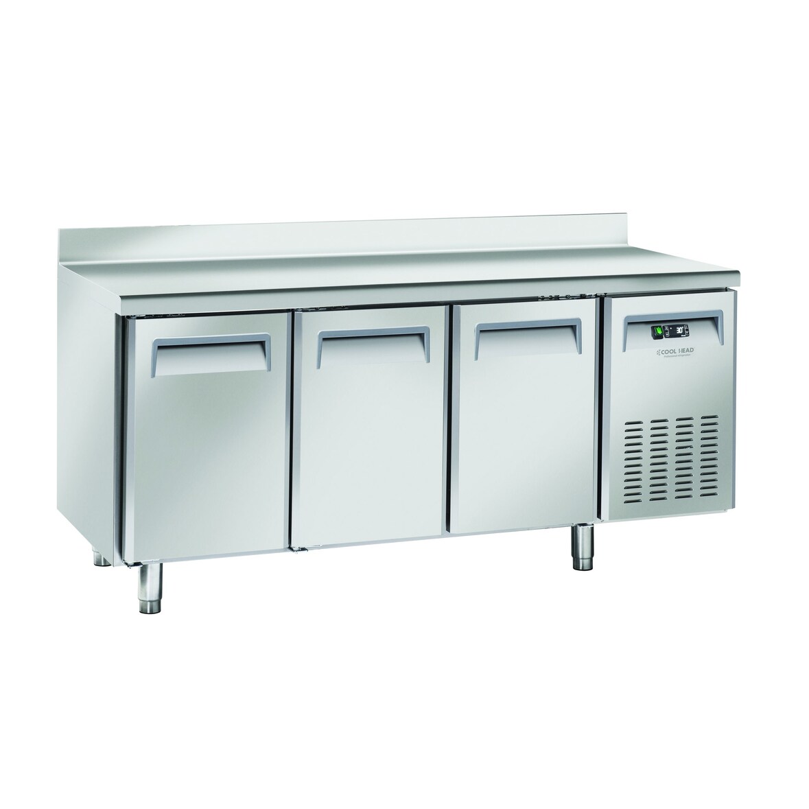 Cool Head tavolo congelatore, acciaio inox, 1800x600x850mm, alzatina posteriore, acciaio