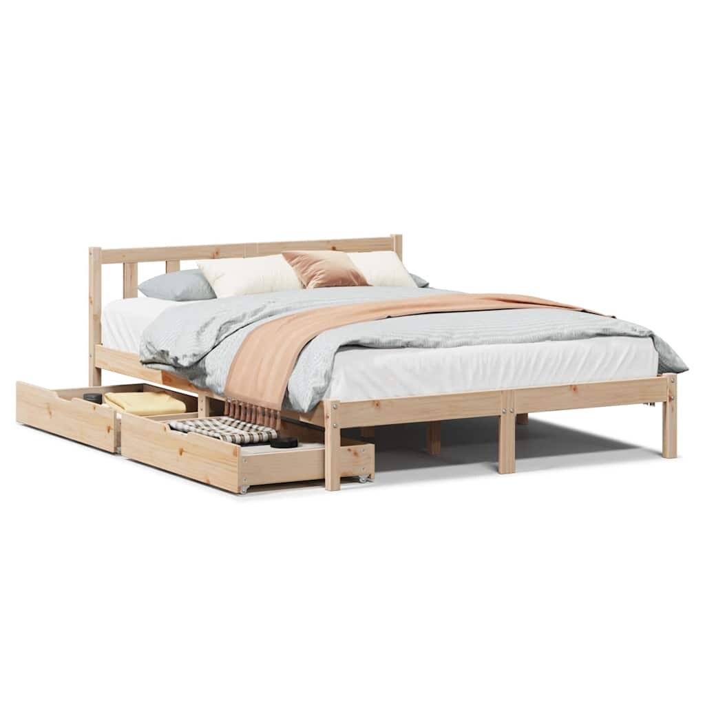 vidaXL Massivholzbett ohne Matratze 120x190 cm Kiefernholz
