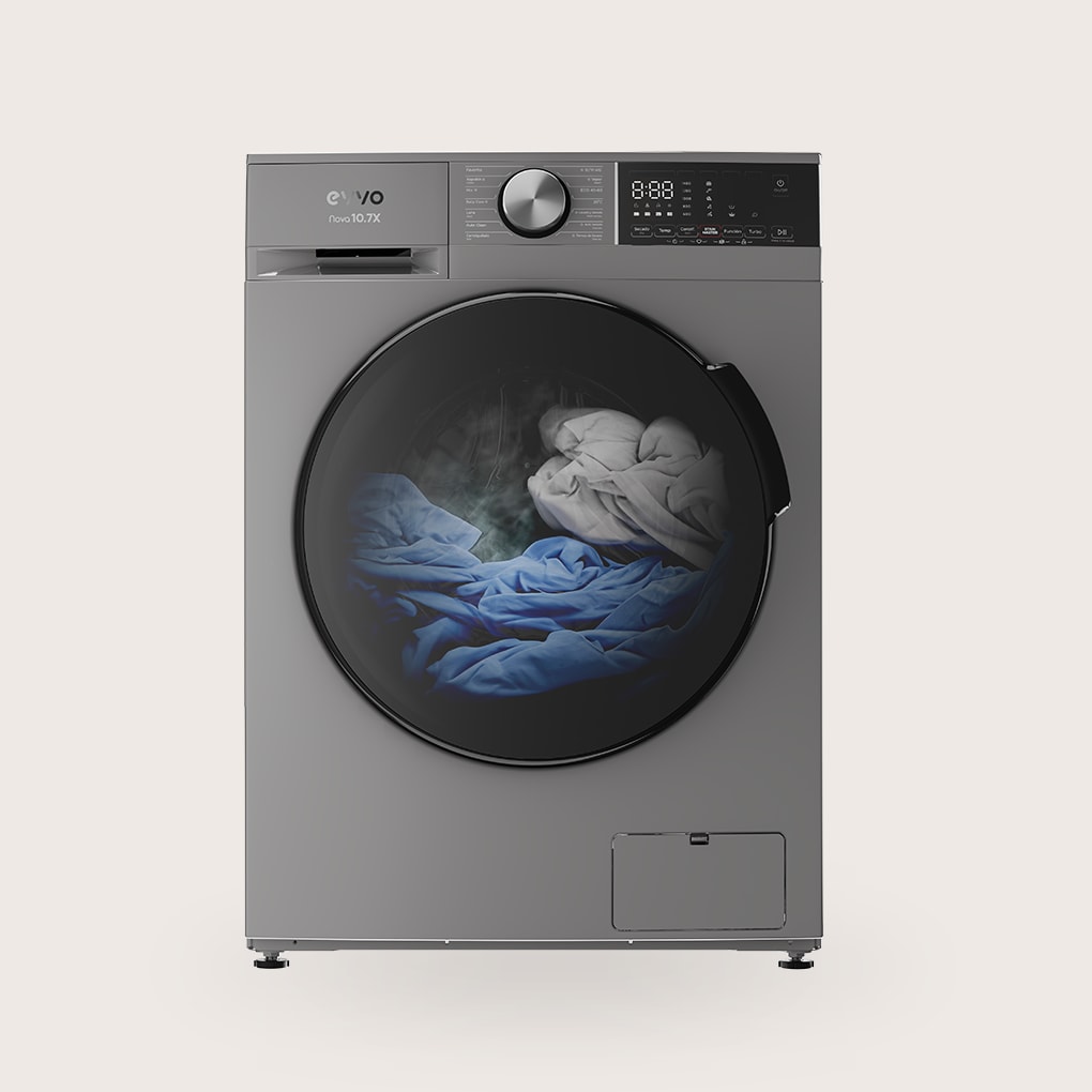 EVVO Lavadora secadora 8 kg + 6 kg carga frontal Nova 8/6X, 1350 rpm, Clase energética A, Función vapor Steam Wash, Motor Inverter