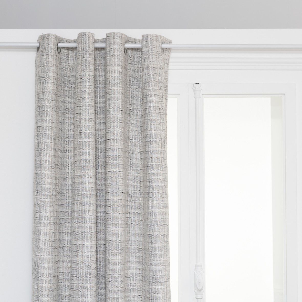 Rideau à œillets Occultant Gris Clair et Beige Lin 140 x 260 cm