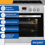 thumbnail of Exquisit Herd-Set, 58 Liter, Backofen mit 9 Funktionen, Kochfeld mit 4 Zonen, Umluft, Heißluft, Grill, Timer, Energieeffizienz A, EHE185-1.3