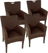 thumbnail of Esszimmer Stühle Set 4 Stück Rattan Armlehner Sessel Bilbao Polsterstuhl Polstersessel prairie brown